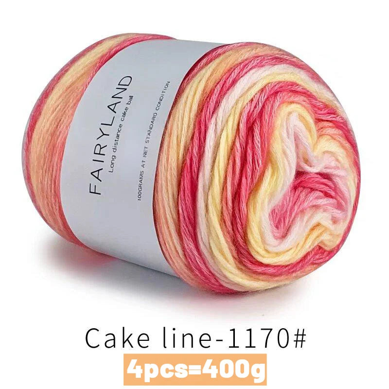 Yarn, Rainbow Gradient Cake for Handmade Sweaters, Scarves & Winter Hats