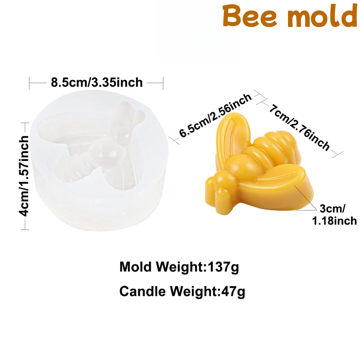 Beehive & Bee Candle Mold - Silicone 3D Honeycomb, 6 Styles