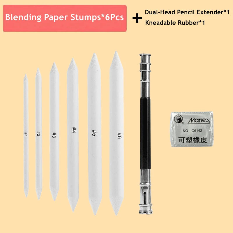 Blending Stumps & Tortillons Set — Art Burnishers for Charcoal, Graphite & Pastel