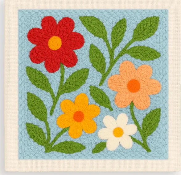 Punch Needle Kit, SDOYUNO Flower Designs with Frame for Handmade Yarn Art