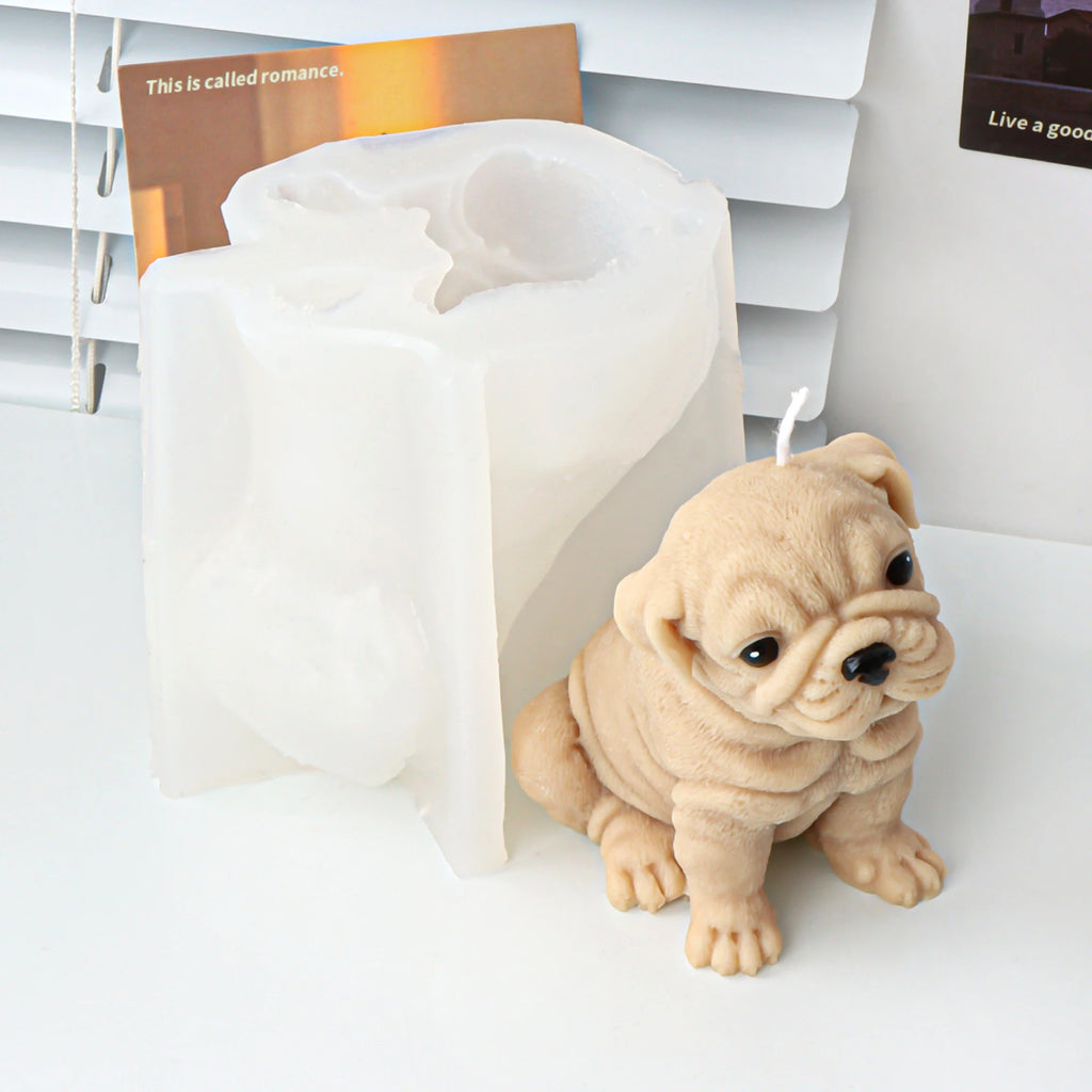 Candle Molds Silicone 3D Puppy Dog DIY Wax and Soap Casting Animal Figurines