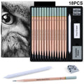 18-Piece Professional Sketch Pencil Set — 5H to 14B, Eraser, Sharpener & Blending Stump