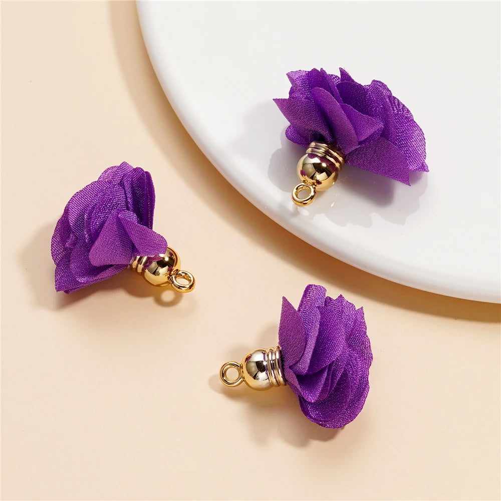Earring Components Fabric Flower Tassel Pendants Bracelet DIY Jewelry Making