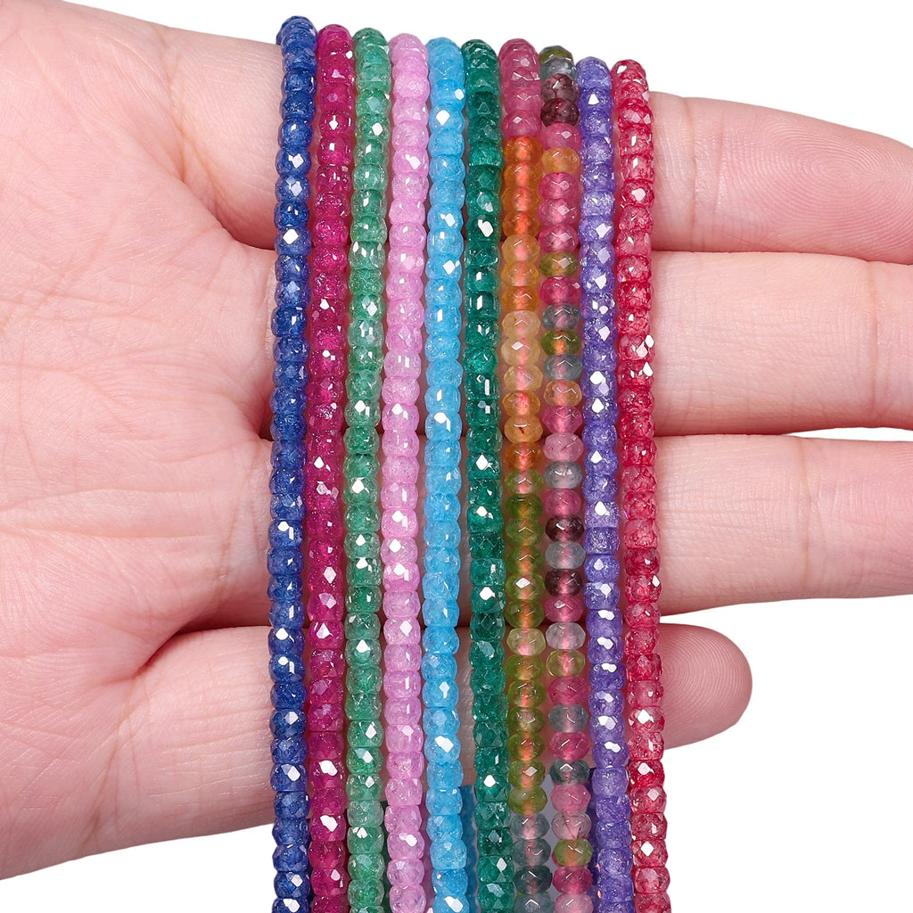 Stone Beads Faceted Abacus Zircon-Style for DIY Jewelry Making Bracelet Supplies