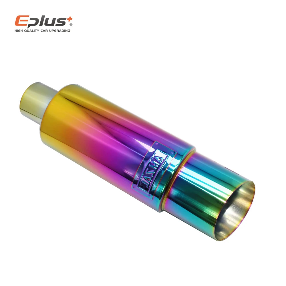 Stainless Steel Car Exhaust Drum Muffler Tail Pipe Universal 51-63mm