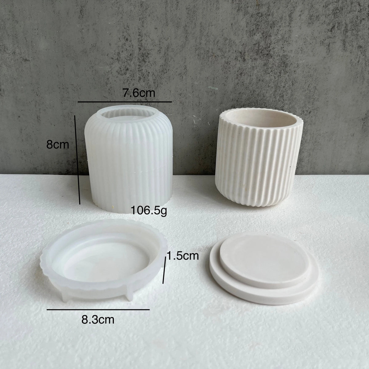 Candle Mold Silicone Ribbed Jar Flowerpot & Dome Box DIY Wax Concrete Resin