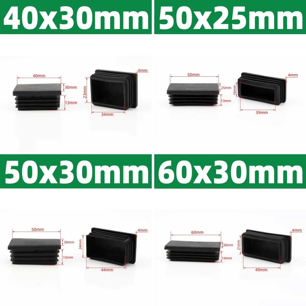 Black Square Oblong Plastic Pipe Premium Quality Replacement Accessory