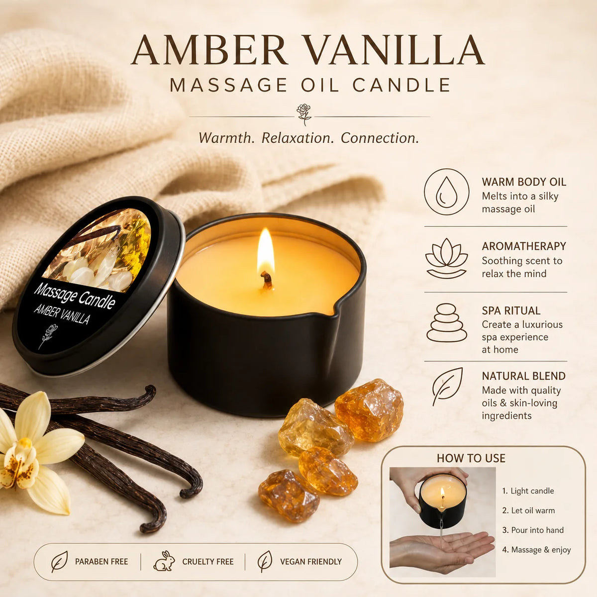 Massage Candles EVODUCK Jasmine Gardenia Lavender Floral Woody Fragrances