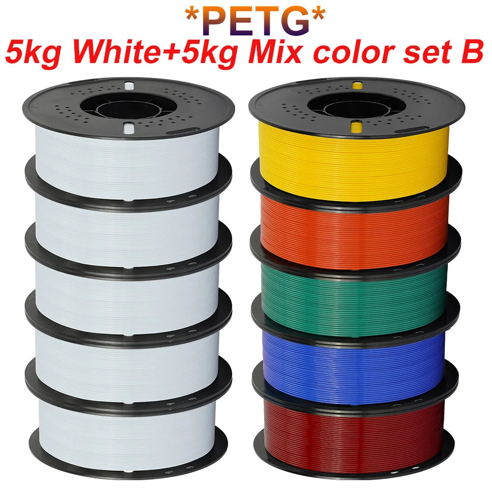3D Printer Filament PLA & PETG 10KG 10 Rolls 1.75mm 26 Colors KINGROON