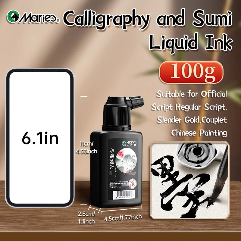 Calligraphy & Sumi Liquid Ink, Marie's — 100g, 250g or 500g Bottle