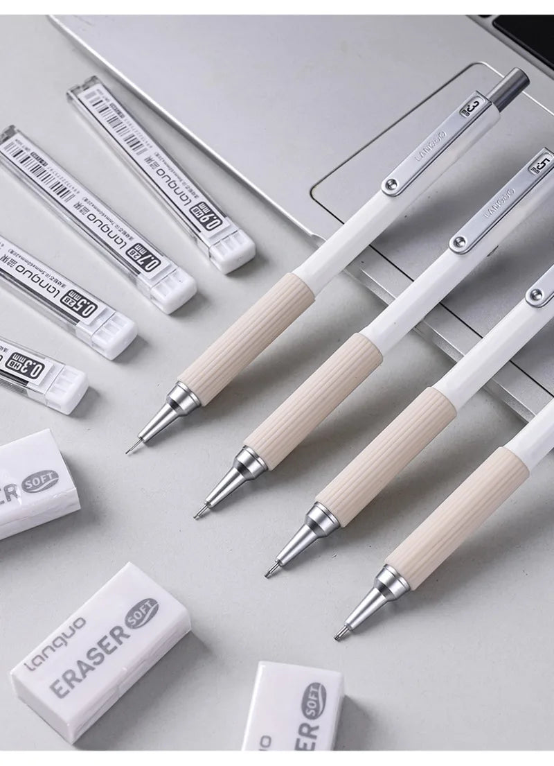 LANGUO Metal Mechanical Pencil Set with Leads & Eraser — 0.3 to 0.9mm