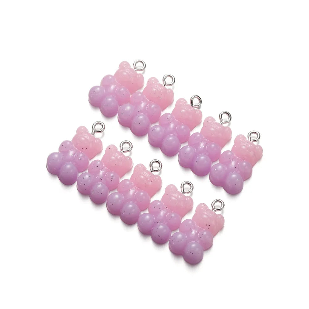 Earring Components Candy Bear Pendant Charms Colorful Resin Bears Craft Supplies