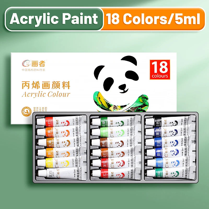 Acrylic Paint Set 5ml Tubes — 12 or 24 Colors, Water-Proof Pigments