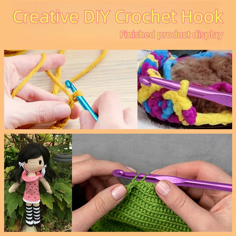 Crochet Hook Set, Colorful Aluminum for Dolls, Sweaters & Handmade Scarves