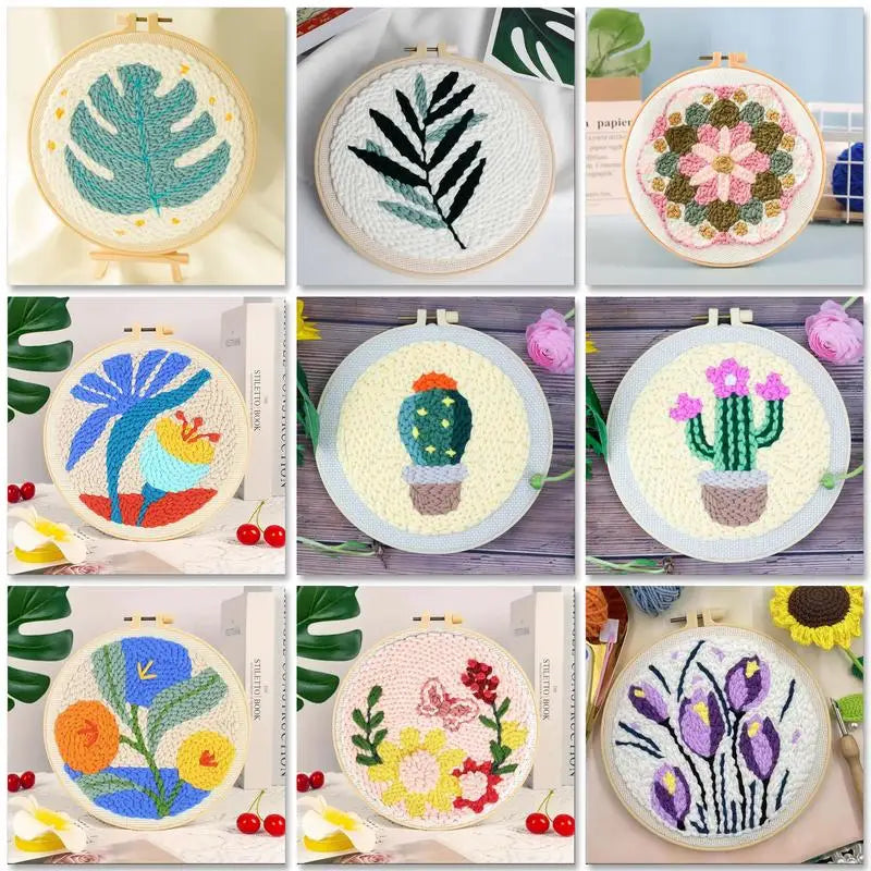 Punch Needle Kit, Flower Designs for Beginner Embroidery & Yarn Painting
