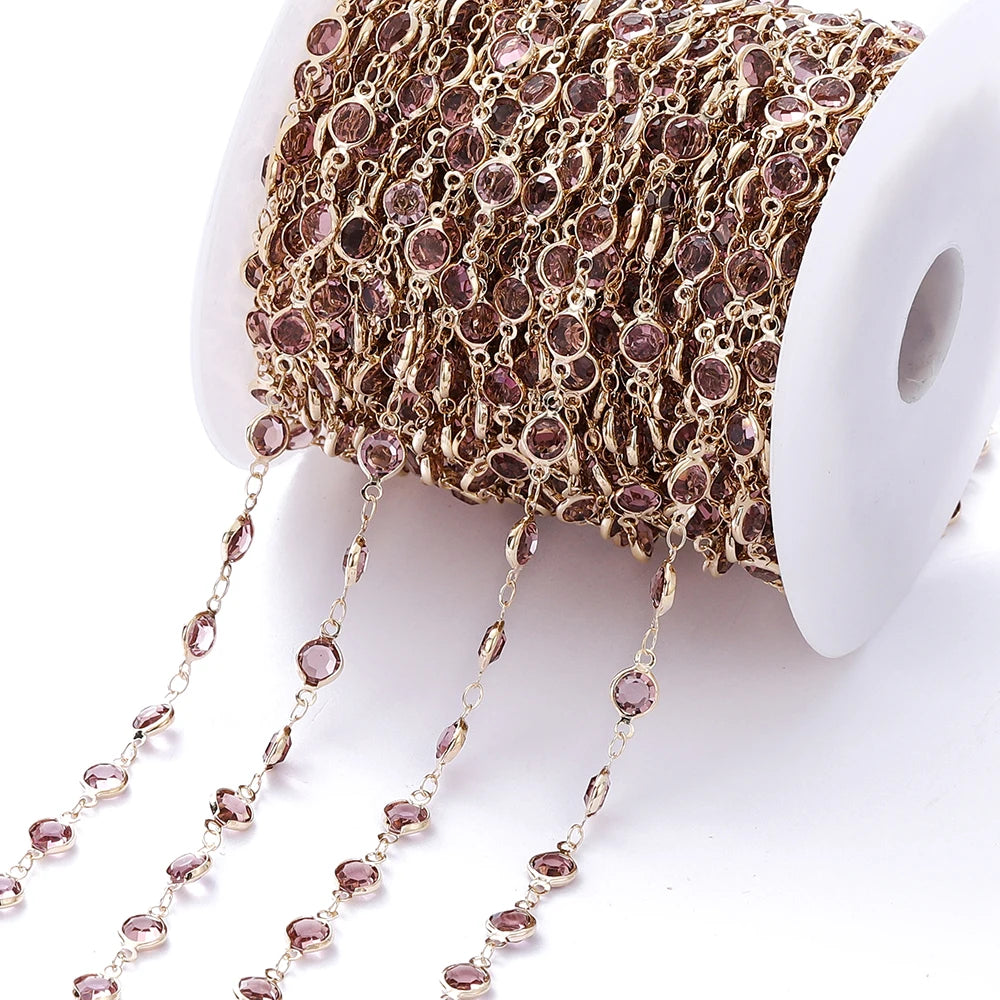 Metal Beads Colorful Crystal Beaded Chain Glass Necklace Chain Bracelet Supplies