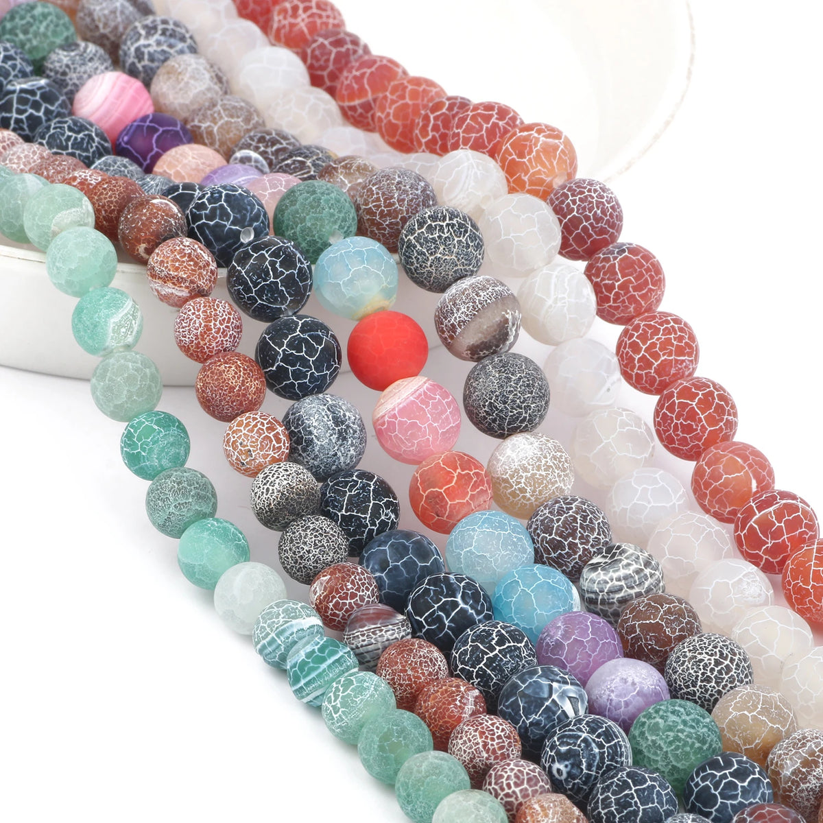 Stone Beads Matte Cracked Agate Dragon Vein Styles for DIY Jewelry Making