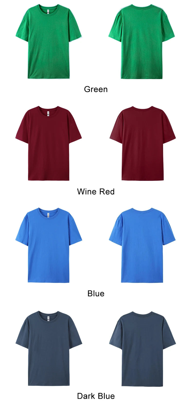 T-Shirt Unisex Solid Color 100% Cotton Loose Fit Short Sleeve Candy Color Tee