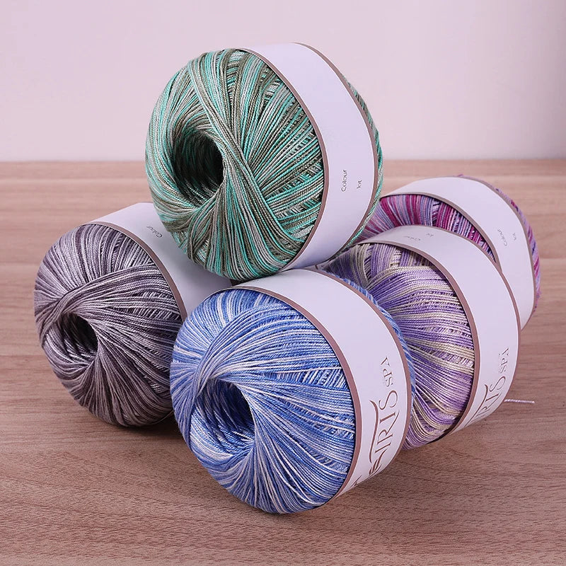Yarn, Fine Lace with Gradient Colors for Crochet Shawls & Summer Knitwear