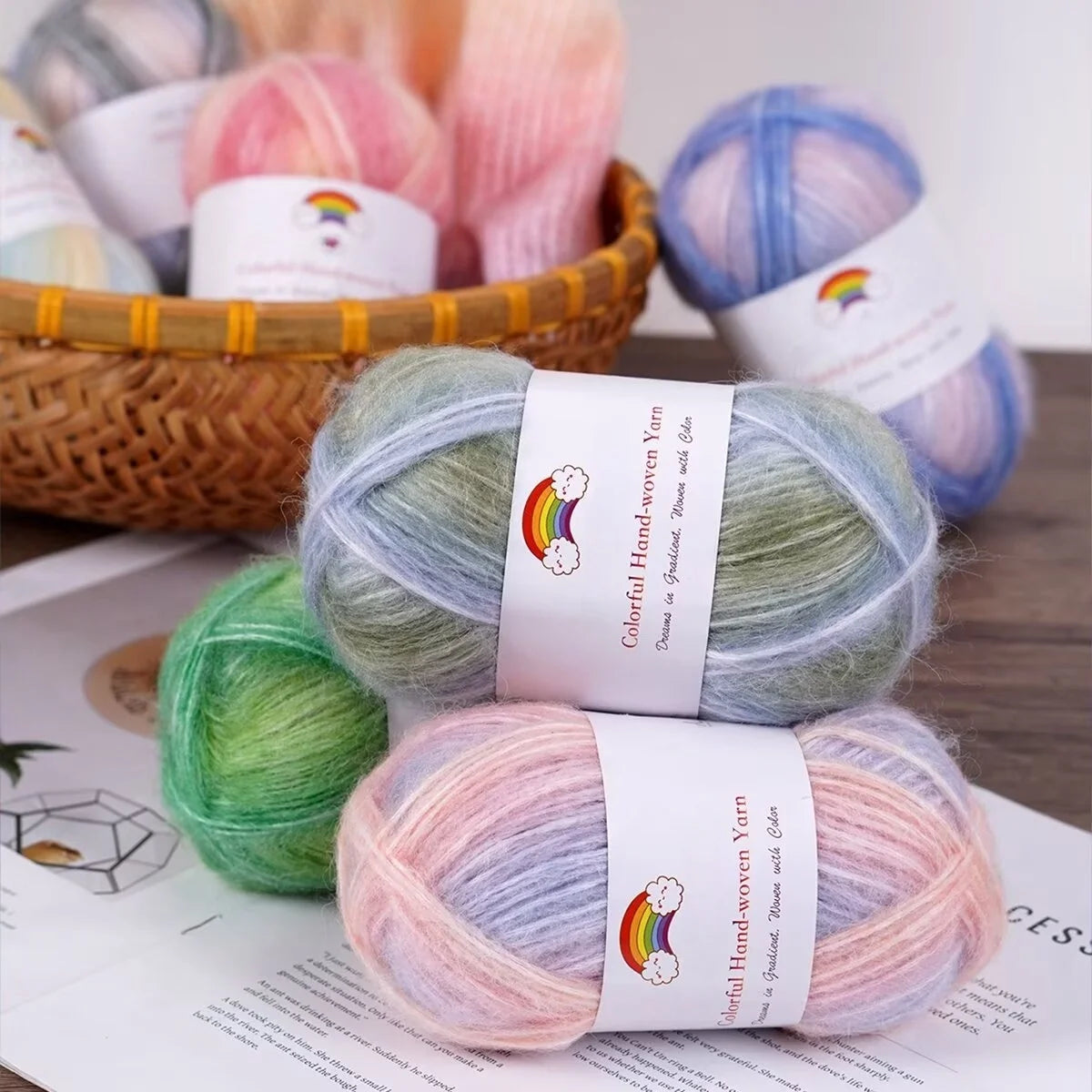 Yarn, Light Rainbow Gradient for Sweaters, Coats, Hats, Scarves & Shawls