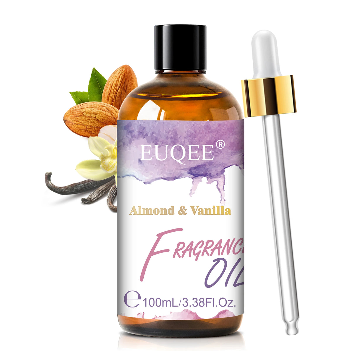 EUQEE Premium Fragrance Oil 100ml UV Glass Gold Dropper Candle Soap Bath Bomb 18 Scents
