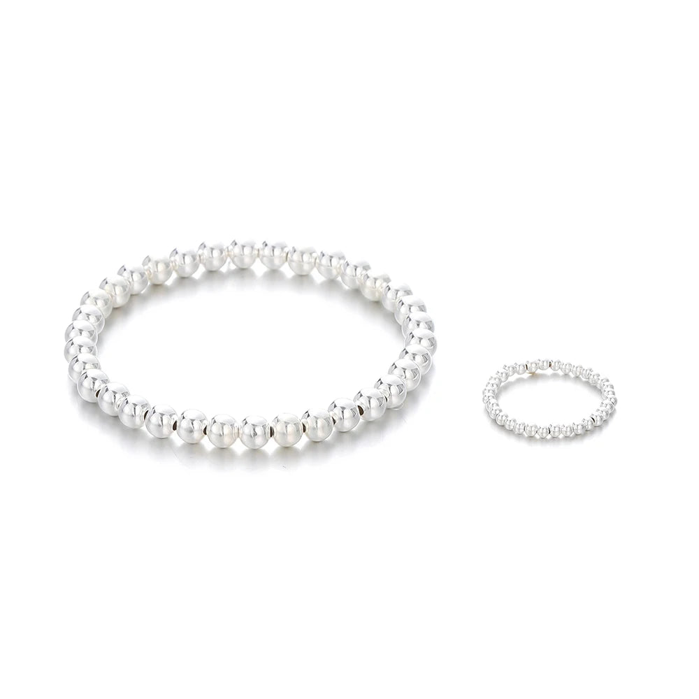 Metal Beads Sterling Silver Round Spacer Silver Bracelet Necklace Craft Beads