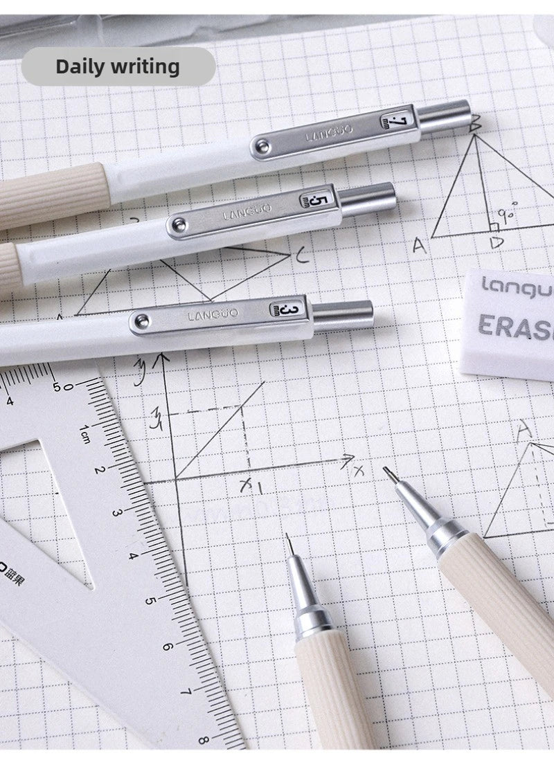 LANGUO Metal Mechanical Pencil Set with Leads & Eraser — 0.3 to 0.9mm