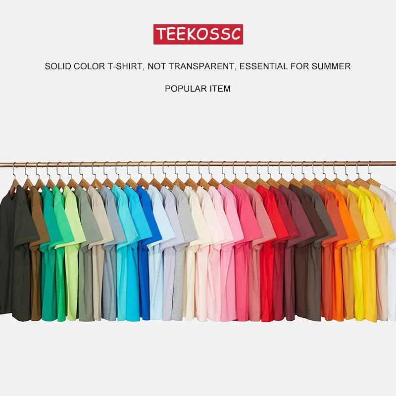 T-Shirt Unisex Solid Color 100% Cotton Loose Fit Short Sleeve Candy Color Tee