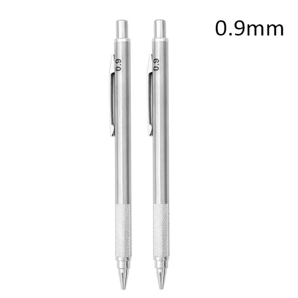 Metal Mechanical Pencil, Anti-Slip Grip — 0.3 to 2.0mm + Lead Refills
