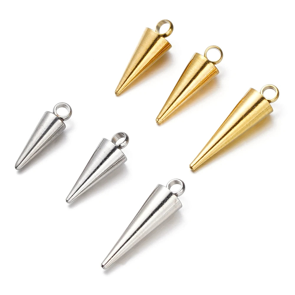 Metal Beads Stainless Steel Cone Charms Retro Spike Pendants Bracelet Supplies