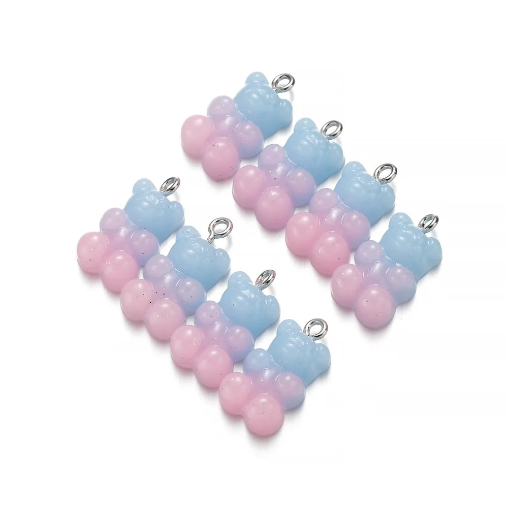 Earring Components Candy Bear Pendant Charms Colorful Resin Bears Craft Supplies
