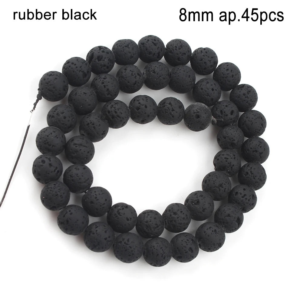 Stone Beads Black Volcanic Lava Spacer Waist Bracelets Necklace Craft Beads