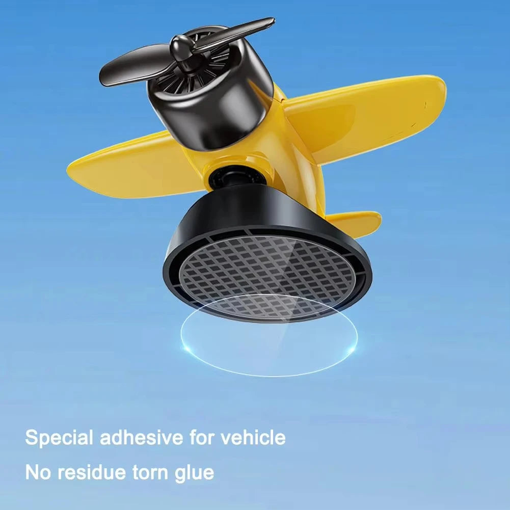 Solar Powered Rotating Airplane Car Car Dashboard Ornament Decoration