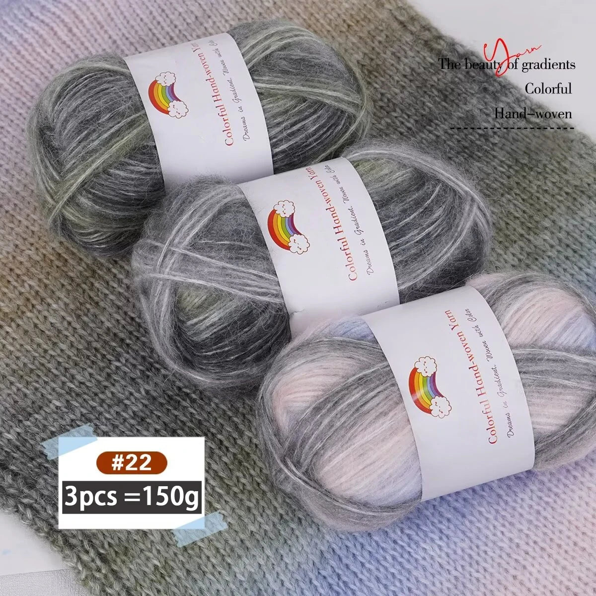 Yarn, Light Rainbow Gradient for Sweaters, Coats, Hats, Scarves & Shawls
