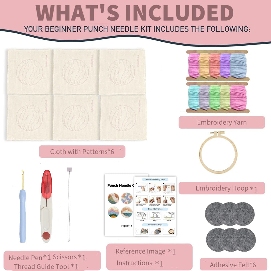 Punch Needle Coaster Kit, SDOYUNO Landscape Designs for Beginner Crafts