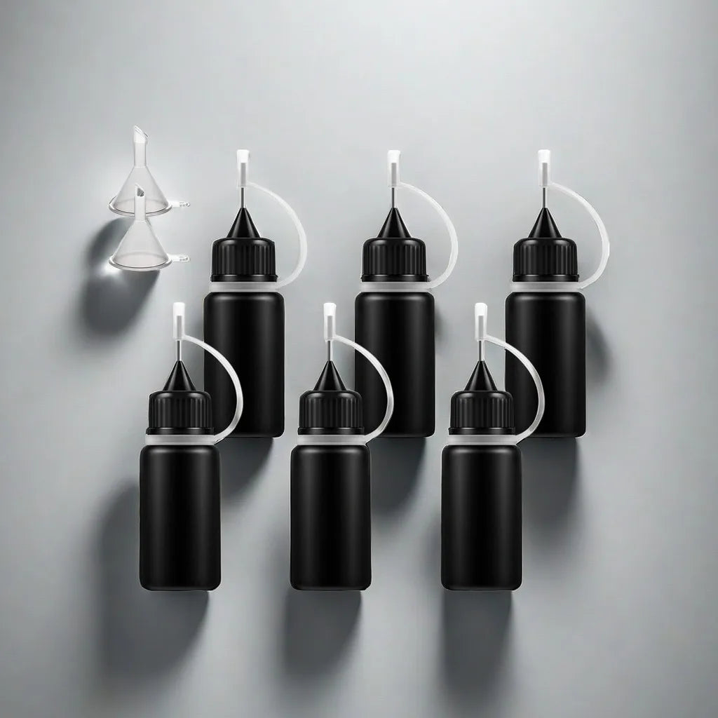 Glue Applicator Bottles Empty Needle Tip with Black Caps 5 Pack