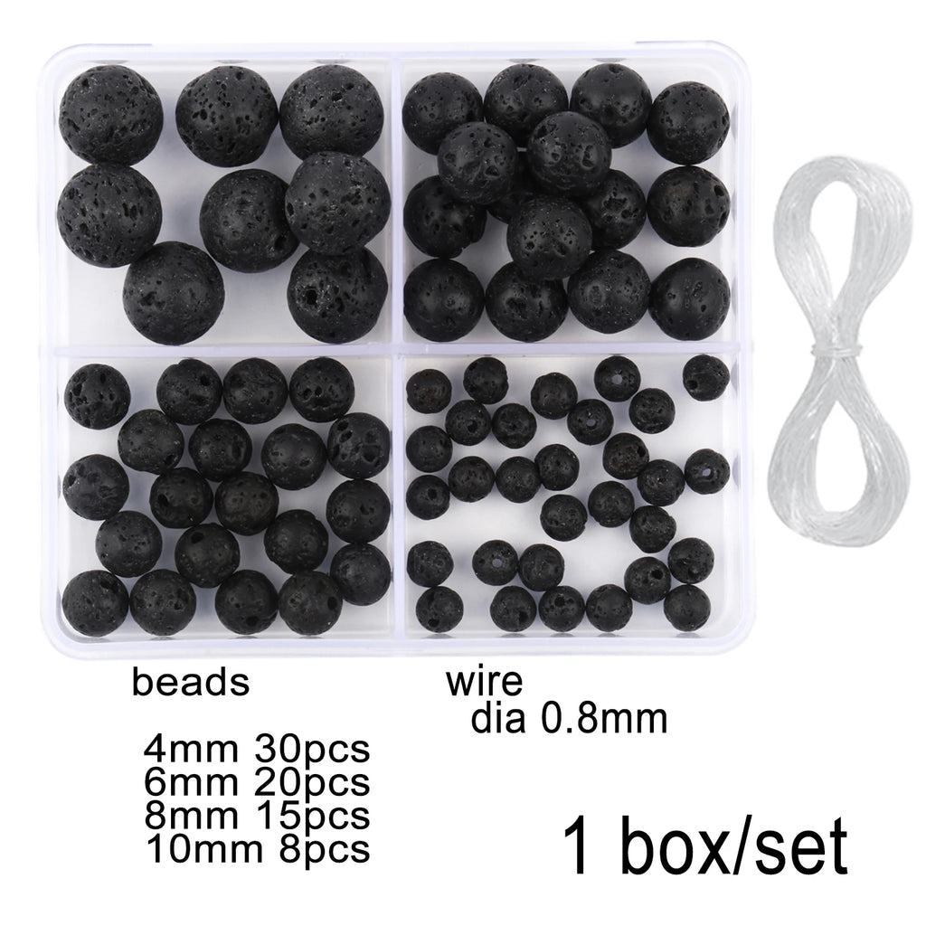 Stone Beads Black Volcanic Lava Spacer Waist Bracelets Necklace Craft Beads