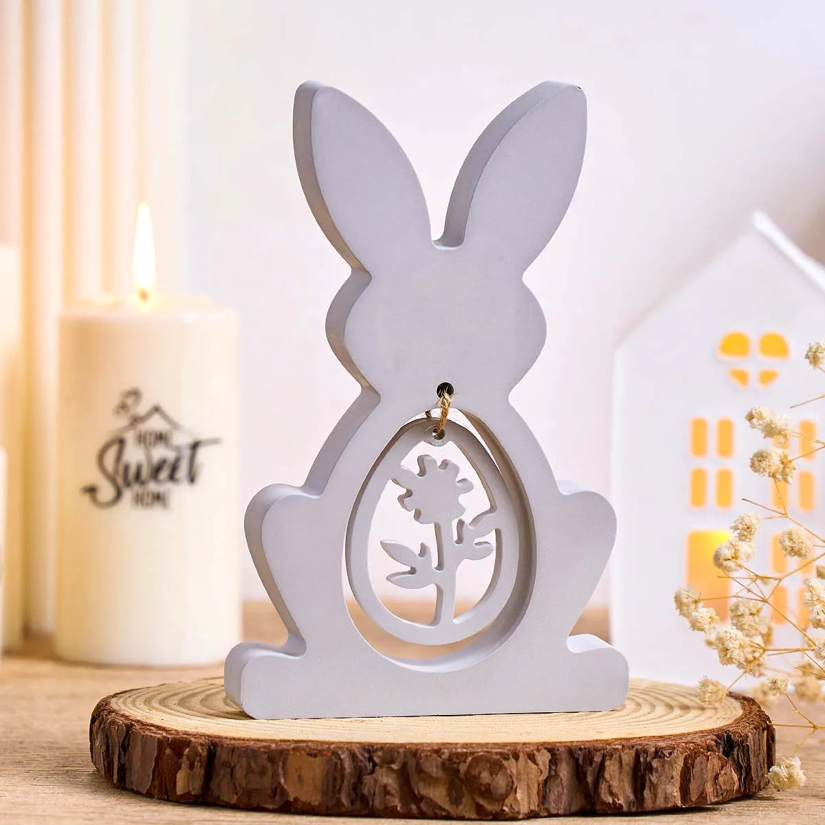 3D Rabbit Silicone Mold DIY Easter Mushroom Egg Hanging Pendant Craft Making Plaster Resin Casting Molds Home Dec Bunny Art Gift