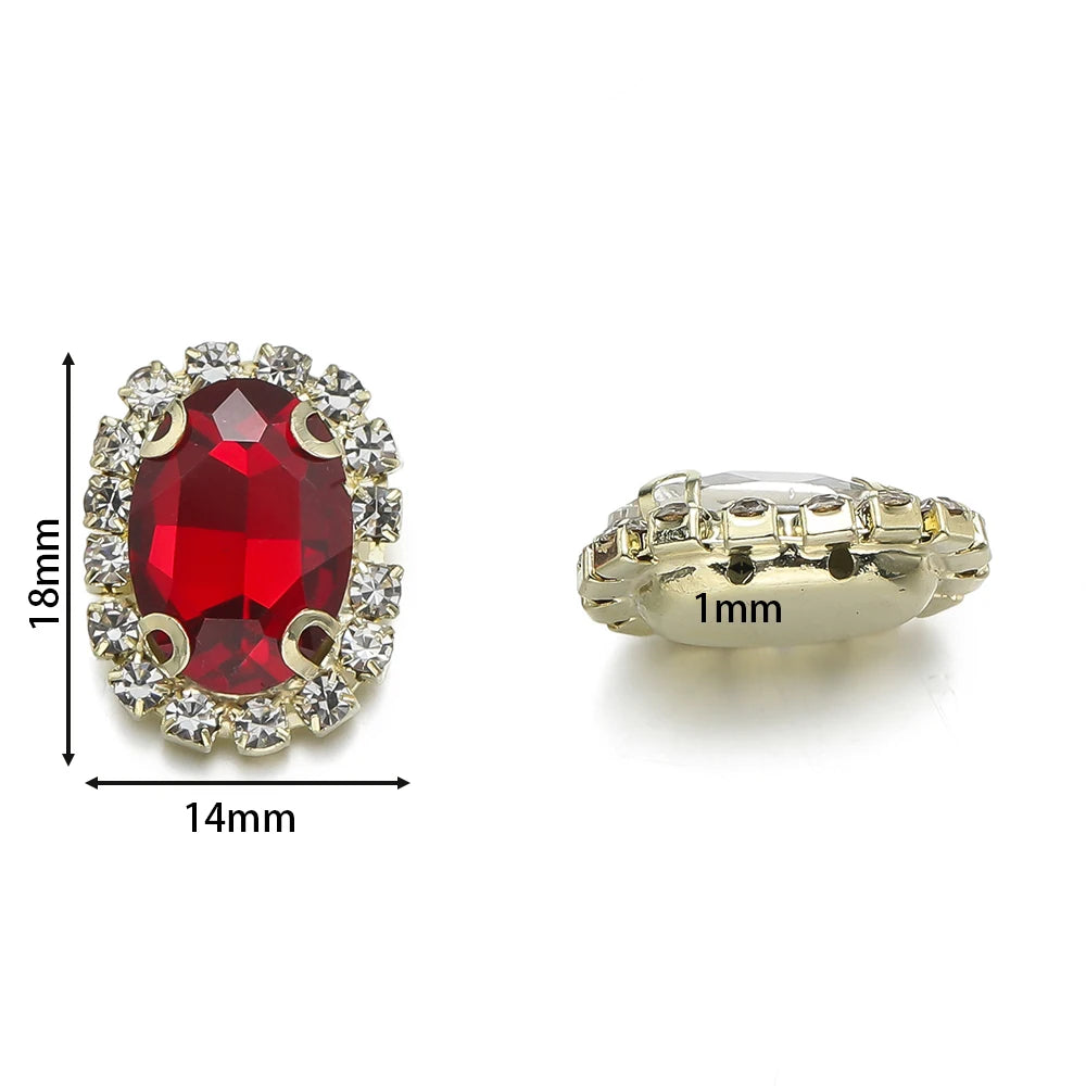 Rhinestone Buttons Oval Four-Hole Sewing Flatbacks DIY Jewelry Making