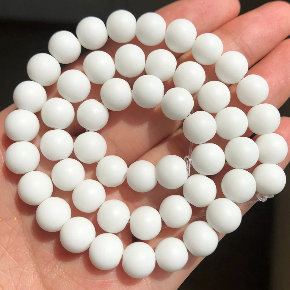 Stone Beads Round Black Lava Volcanic-Style for DIY Jewelry Making Craft Beads