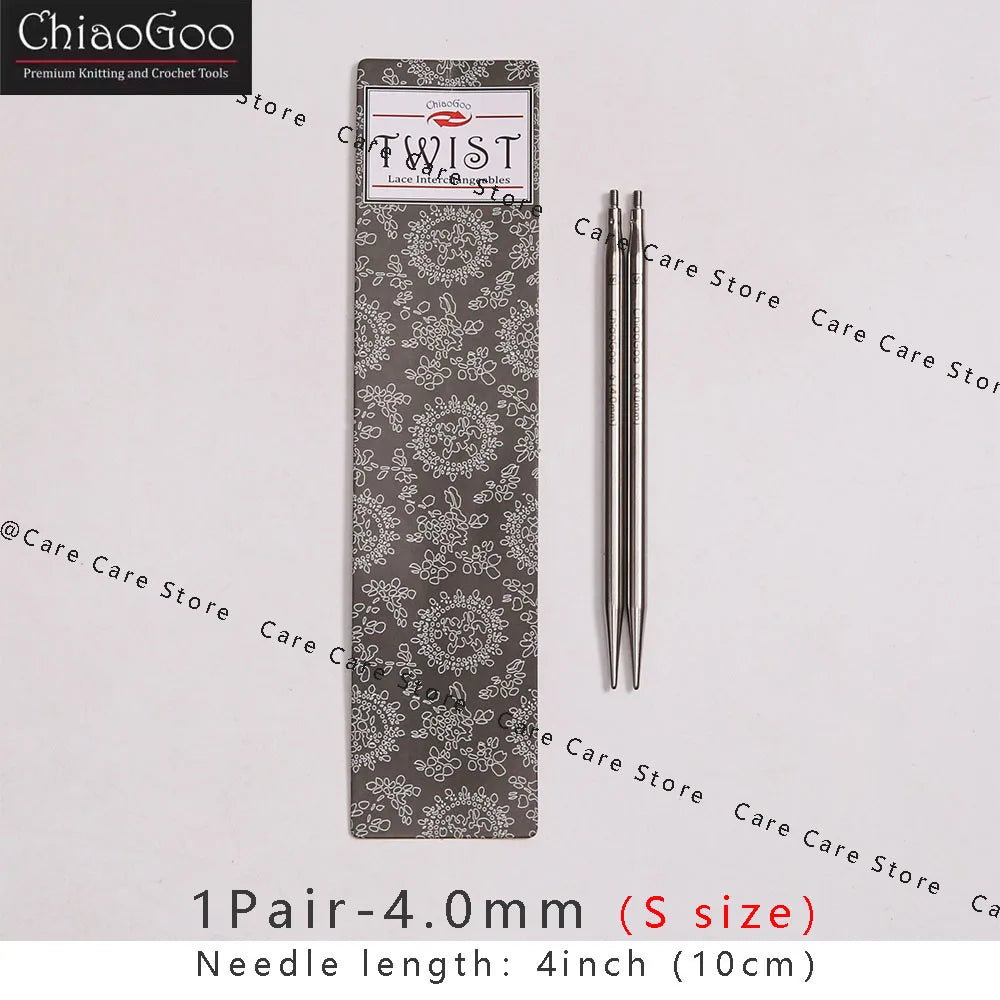 Knitting Needle Tips, ChiaoGoo TWIST Stainless Steel Interchangeable Pair
