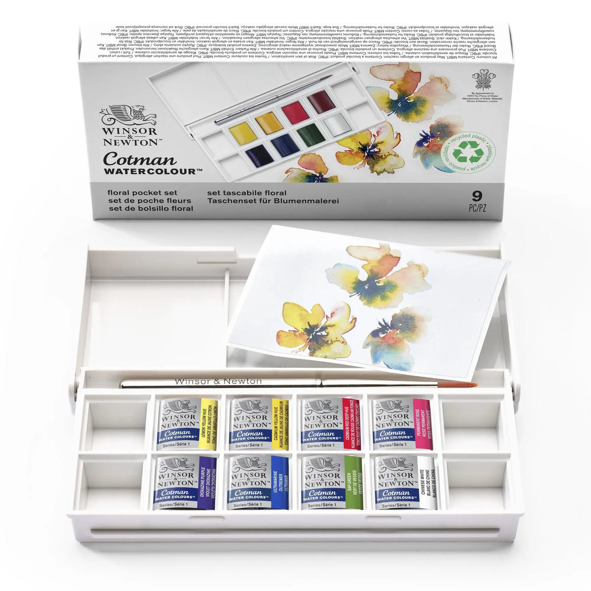 Watercolor Paint Set, Winsor & Newton Cotman, 8 Half Pans, 5 Color Themes