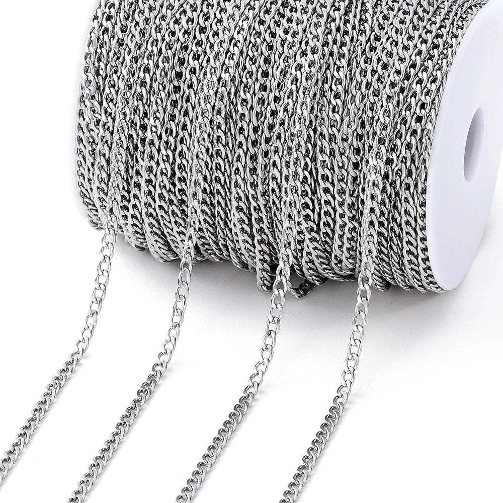 Jewelry Chains . Stainless Steel Curb Cuban Bulk Necklace DIY Jewelry Making