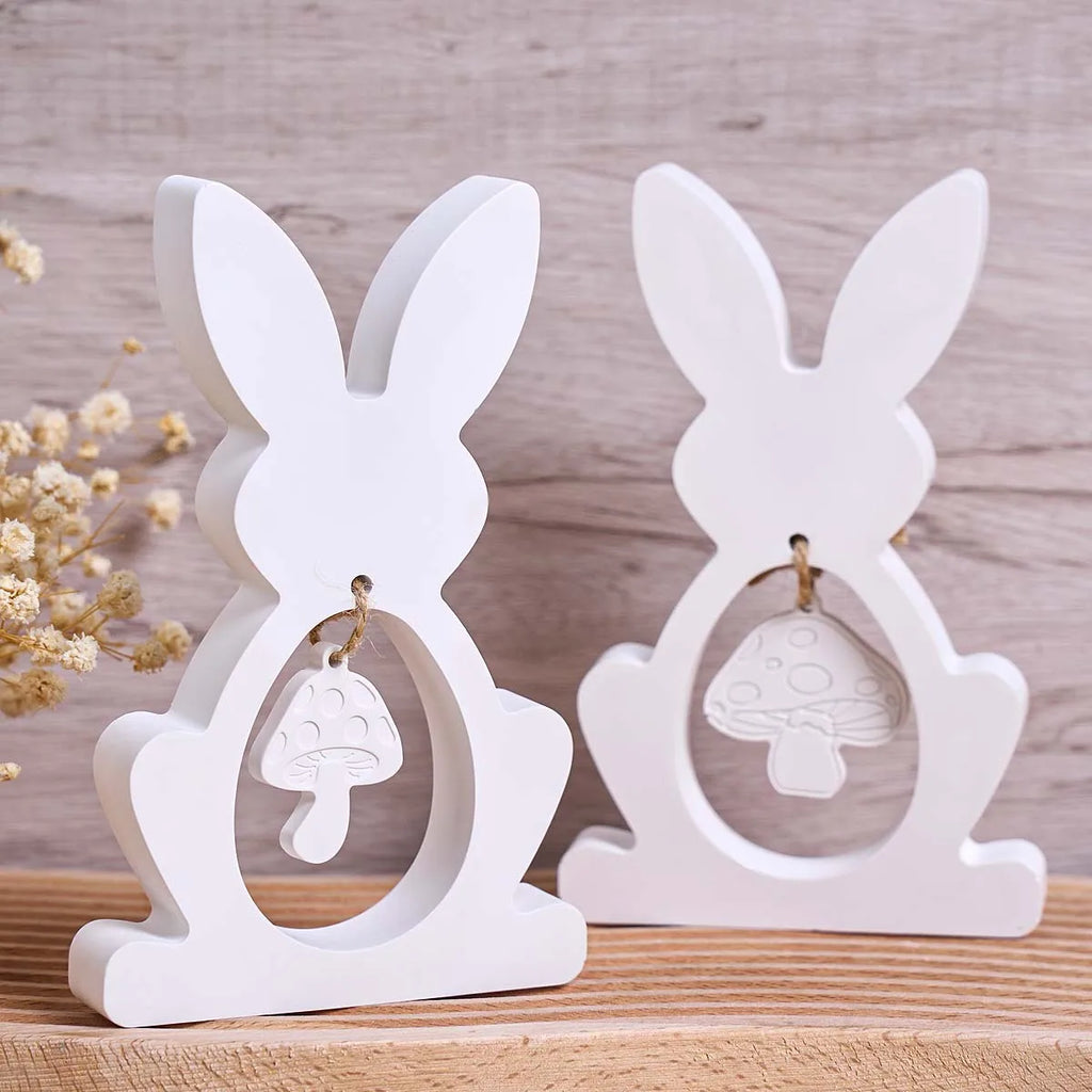 3D Rabbit Silicone Mold DIY Easter Mushroom Egg Hanging Pendant Craft Making Plaster Resin Casting Molds Home Dec Bunny Art Gift
