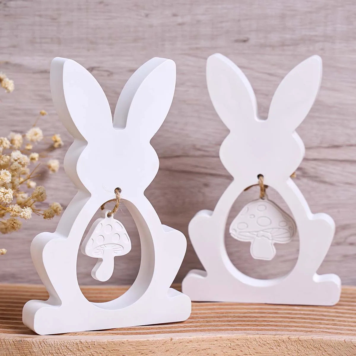 3D Rabbit Silicone Mold DIY Easter Mushroom Egg Hanging Pendant Craft Making Plaster Resin Casting Molds Home Dec Bunny Art Gift