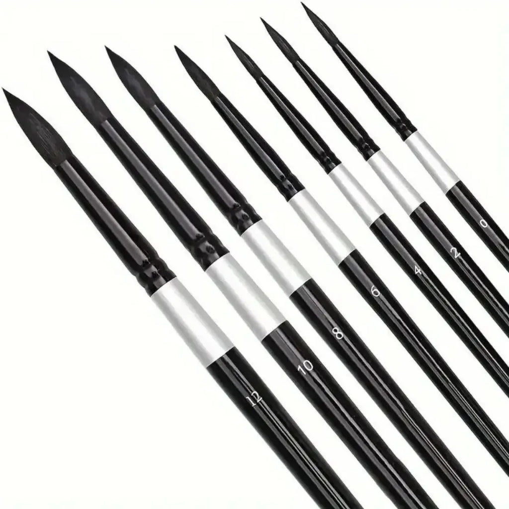 7-Piece Squirrel Hair Painting Brush Set — Round & Pointed Tips