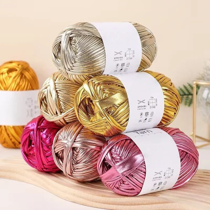 Yarn, Shiny Metallic Fabric for Crochet Bags, Cushions, Baskets & Crafts