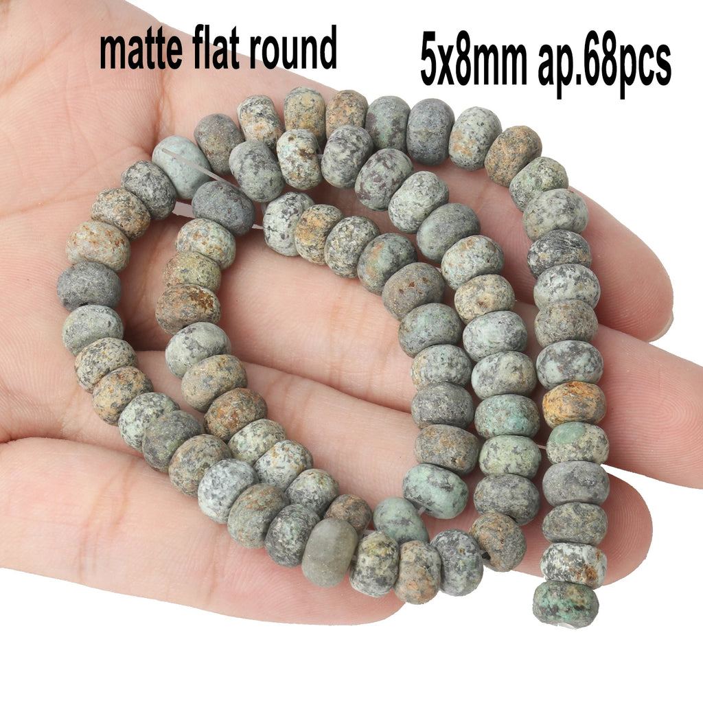 Stone Beads African Turquoise-Style Matte Round Irregular Geometric Craft Beads