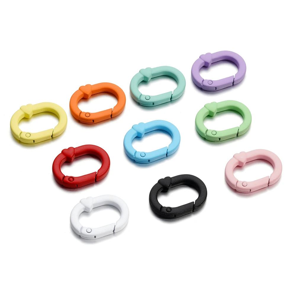 Spring Clasps Colorful Metal Oval Keyring Hooks DIY Jewelry Making
