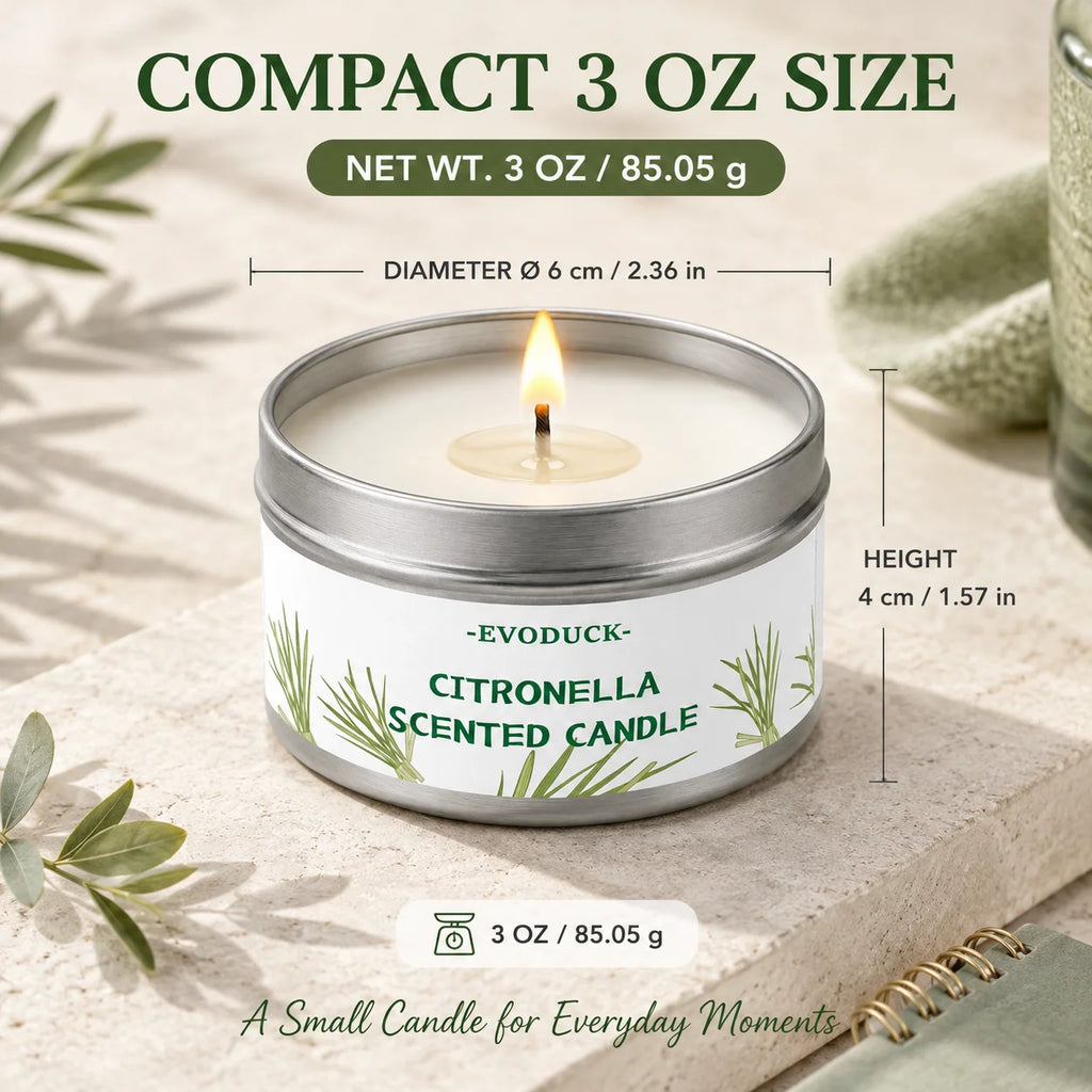 Citronella Candle Outdoor, Lemongrass Scented Candle for Patio Balcony Garden Camping Picnic Summer Party Long Lasting Tin Decor